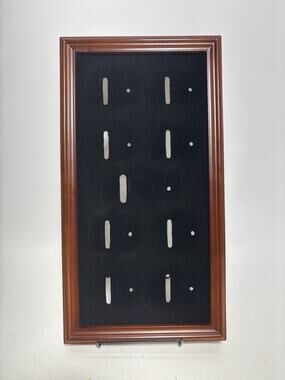 10 Belt Buckle Display Case Wall Mount Cherry Finish Black Velvet Shadow Box